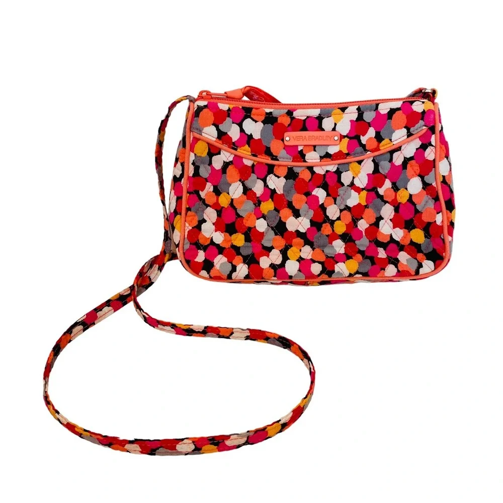 Vera Bradley Tutti Frutti Quilted Cotton Crossbody Bag Multicolor Polka‎ Dot